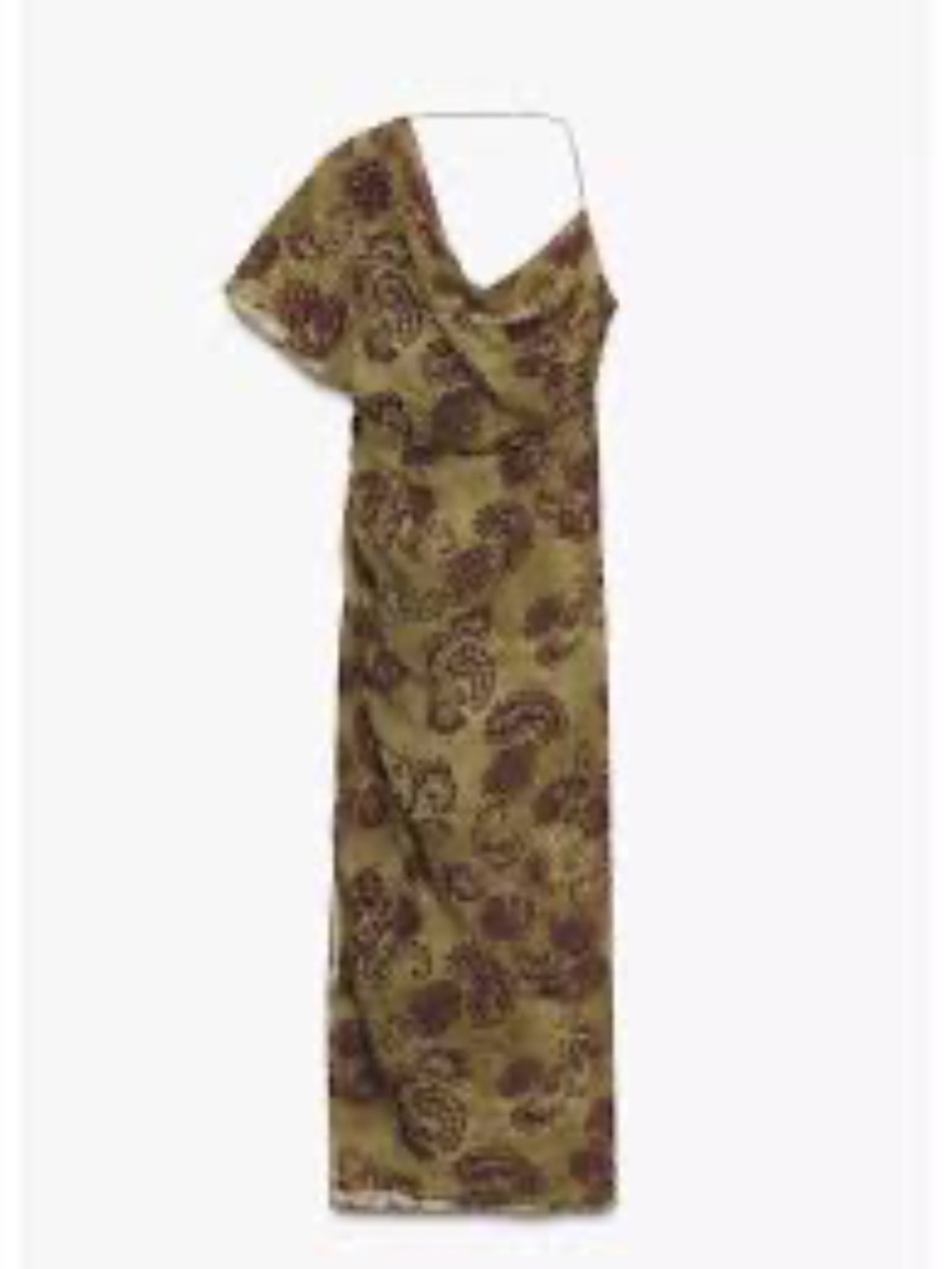 Zara Asymmetric Draped Printed Midi Dress - One Shoulder Sleeve